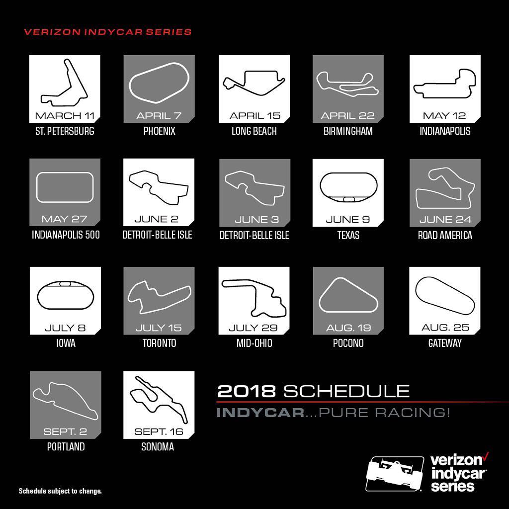 Indycar | Ecco il calendario per il 2018